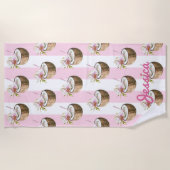 roze streep | Kokosnoot Drink Strandlaken (Voorkant)