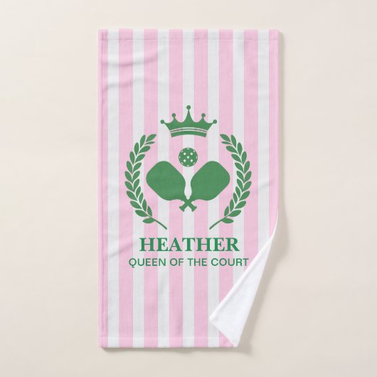 Roze streep Koningin van het Hof Pickleball Handdoek (Handdoek)