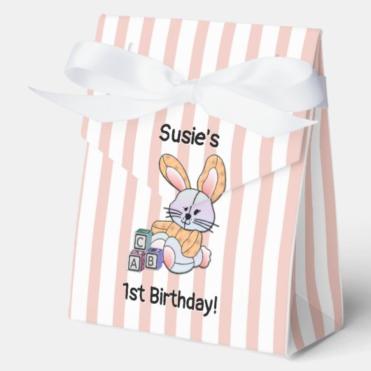 Roze Streep Kwekerij Art - Bunny Favoriet Dozen Bedankdoosjes (Voorkant)