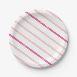 Roze streep meisje verjaardagsfeestje papieren bordje