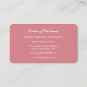 Roze Streep Monogram Naam Design Visitekaartje (Achterkant)
