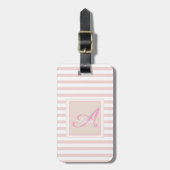 Roze streep Monogram-Personalisatie Bagagelabel (Voorkant verticaal)