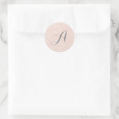 Roze Streep Monogram Trouwstickers Ronde Sticker (Tas)