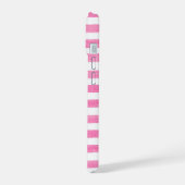 Roze Streep Monogrammed iPhone 15 Case (Linkerkant)