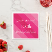 Roze streep, naam, 100th Birthday Party Paper Servetten (Insitu)