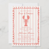 Roze Streep Nautische Kreeft Vrijgezellenfeest Kaart (Voorkant)