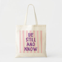 Roze Streep Paarse Bijbel Citaat Lettering Dames Tote Bag