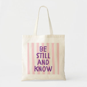 Roze Streep Paarse Bijbel Citaat Lettering Dames Tote Bag