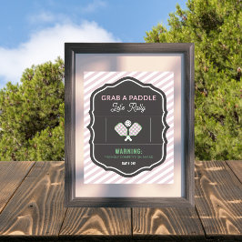 Roze Streep Pak een Peddel Pickleball Feestbord Poster