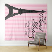 Roze streep Paris thema Sweet 16 achtergrond Wandkleed (In Situ (horizontaal))