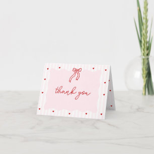 Roze Streep Rode Hart Kleine Liefje Verjaardag Bedankkaart