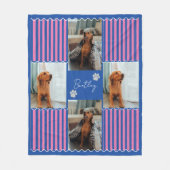 Roze Streep Squiggle Pet Vier Foto Grid Fleece Deken (Voorkant)