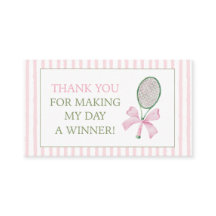Roze Streep Tennis Bedankkaart Cadeautje