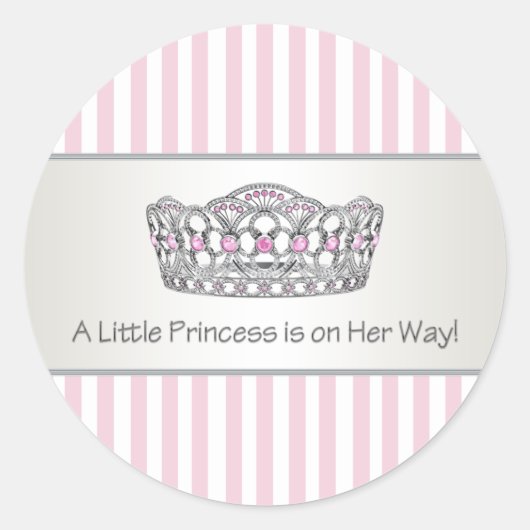 Roze Streep Tiara Prinses Envelope Zegel Label (Voorkant)