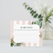 Roze streep tropical Wie ben ik vrijgezellenfeest  (Staand voorkant)