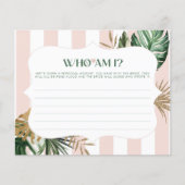 Roze streep tropical Wie ben ik vrijgezellenfeest  (Voorkant)