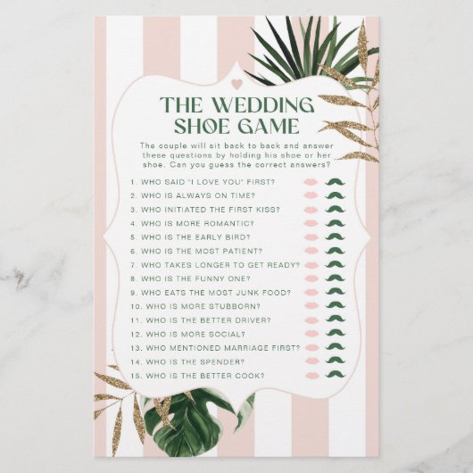 Roze streep tropische chic De bruiloft schoen spel (Voorkant)