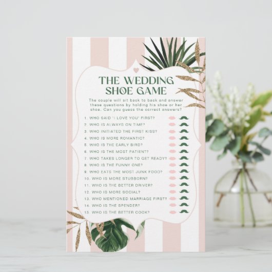 Roze streep tropische chic De bruiloft schoen spel (Staand voorkant)