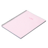 Roze streep vintage ontwerp 3 initialen monogram notitieboek (Linkerzijde)