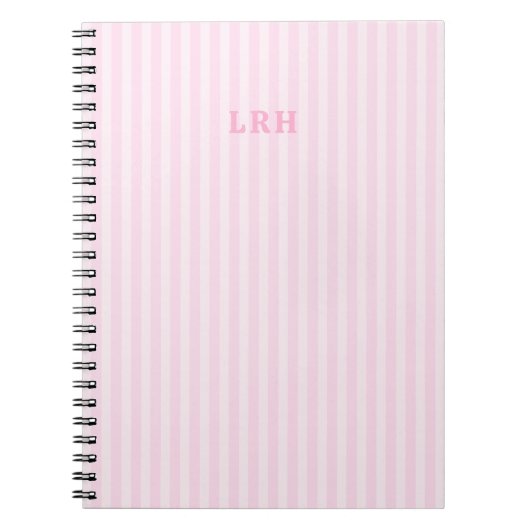 Roze streep vintage ontwerp 3 initialen monogram notitieboek (Voorkant)