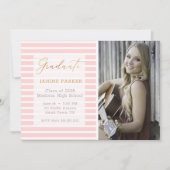 Roze streep Voeg je eigen foto-Afstuderen toe Aankondiging (Voorkant)