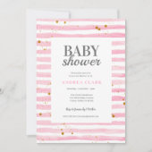 Roze Streep Waterverf Baby shower Uitnodiging (Voorkant)