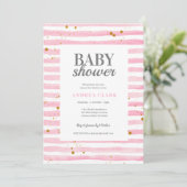 Roze Streep Waterverf Baby shower Uitnodiging (Staand voorkant)