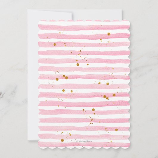 Roze Streep Waterverf Baby shower Uitnodiging (Achterkant)