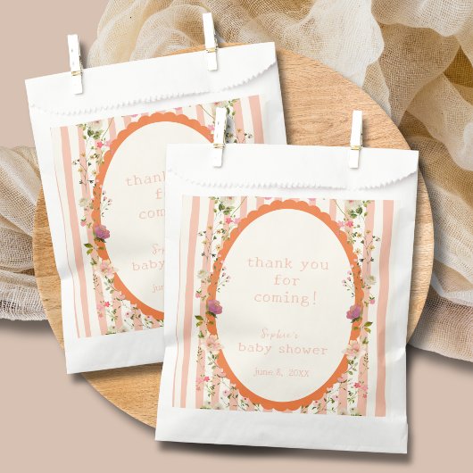 Roze Streep Waterverf Garden Baby shower Bedankzakje