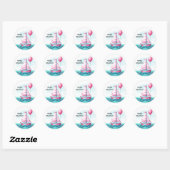 Roze Streep Zeilboot Ballon Baby shower Ronde Sticker (Vel)