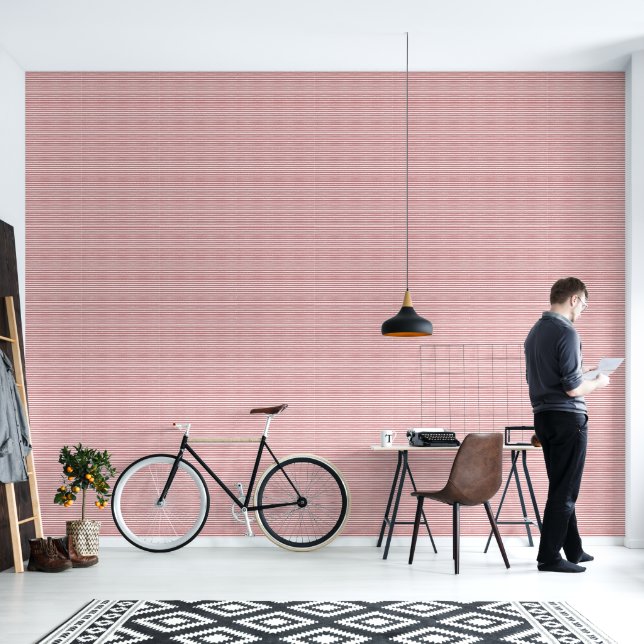 Roze streepbehang | Babykamerbehang  Behang (Woonkamer)