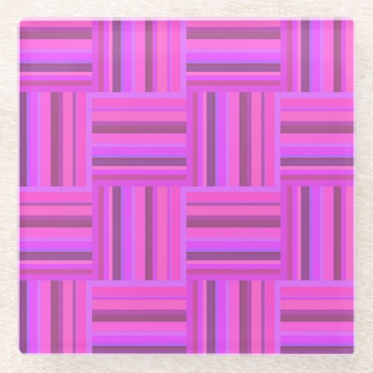 Roze stremplank glazen onderzetter (Voorkant)
