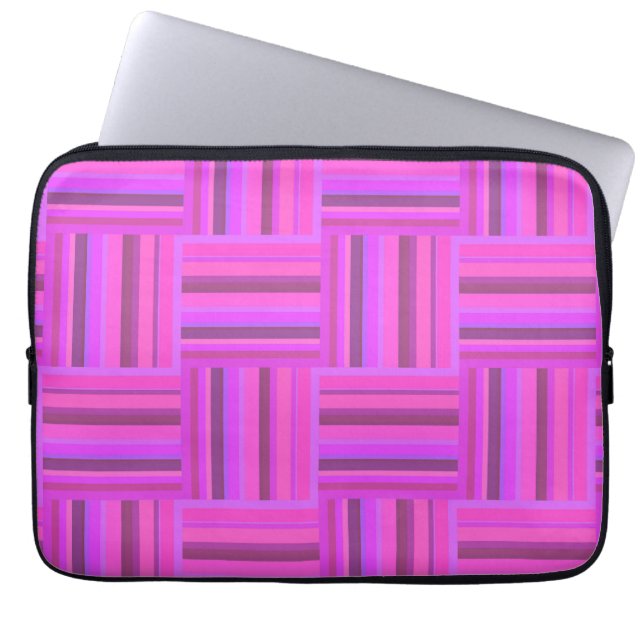 Roze stremplank laptop sleeve (Voorkant)