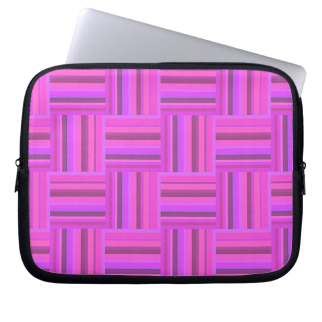 Roze stremplank laptop sleeve (Voorkant)