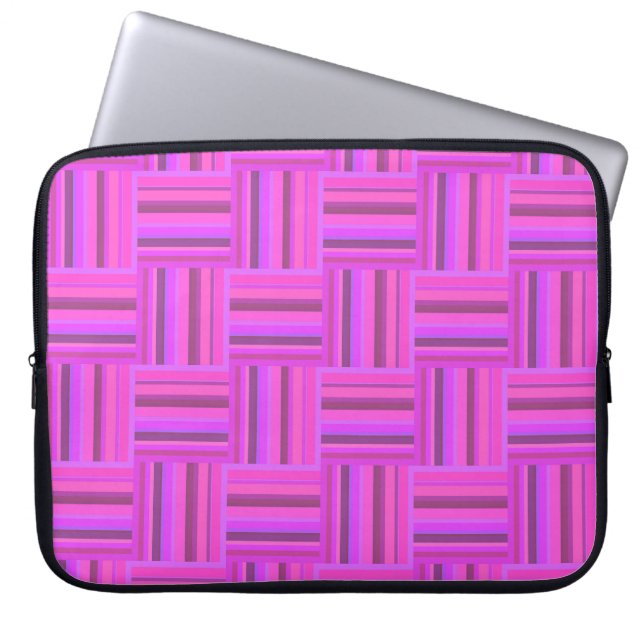 Roze stremplank laptop sleeve (Voorkant)