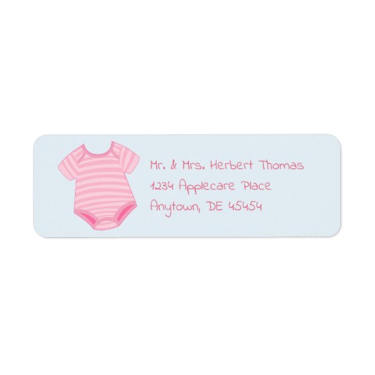 Roze strepe Baby Etiket (Voorkant)