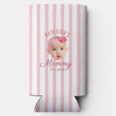 Roze Strepen Aangepaste Foto Geschenk Moeder Mama Seltzer Blikjeskoeler (Achterkant)