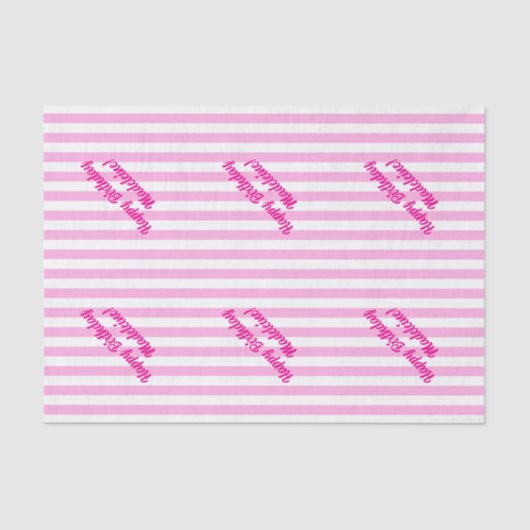 Roze strepen Aangepaste tekst Tissuepapier (Voorkant)