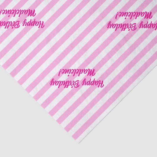 Roze strepen Aangepaste tekst Tissuepapier (Detail)