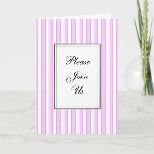 Roze Strepen Aangepaste Vouw Uitnodiging (Voorkant)