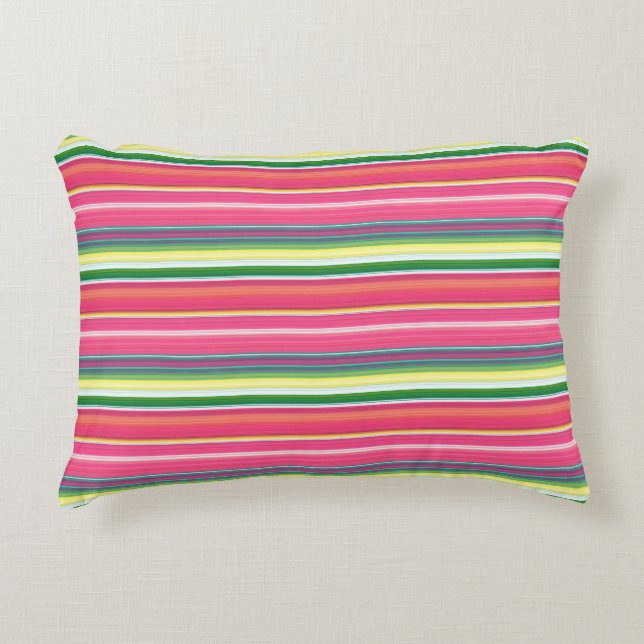 Roze strepen accent kussen (Voorkant)