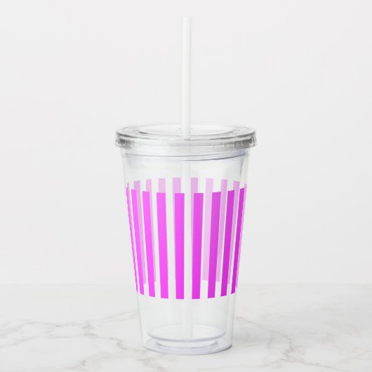 Roze strepen acryl drinkbeker (Voorkant)