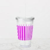 Roze strepen acryl drinkbeker (Rechts)