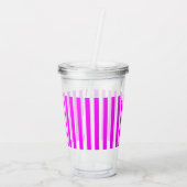 Roze strepen acryl drinkbeker (Achterkant)