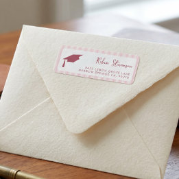 Roze Strepen Afstudeer Retouradreslabel Etiket