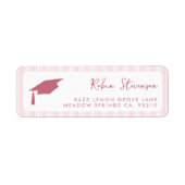 Roze Strepen Afstudeer Retouradreslabel Etiket (Voorkant)