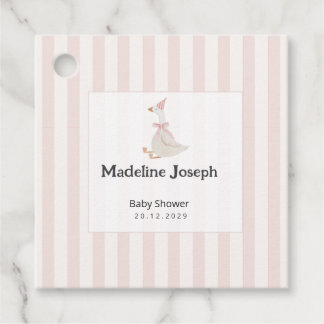 Roze Strepen Aquarel ganzenhoedster Baby Shower Bedankjes Labels