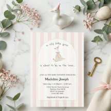 Roze Strepen Aquarel ganzenhoedster babyshower