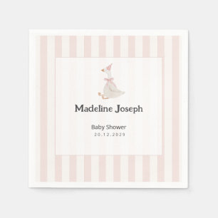 Roze Strepen Aquarel ganzenhoedster babyshower Servet