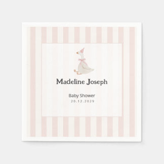 Roze Strepen Aquarel ganzenhoedster babyshower Servet